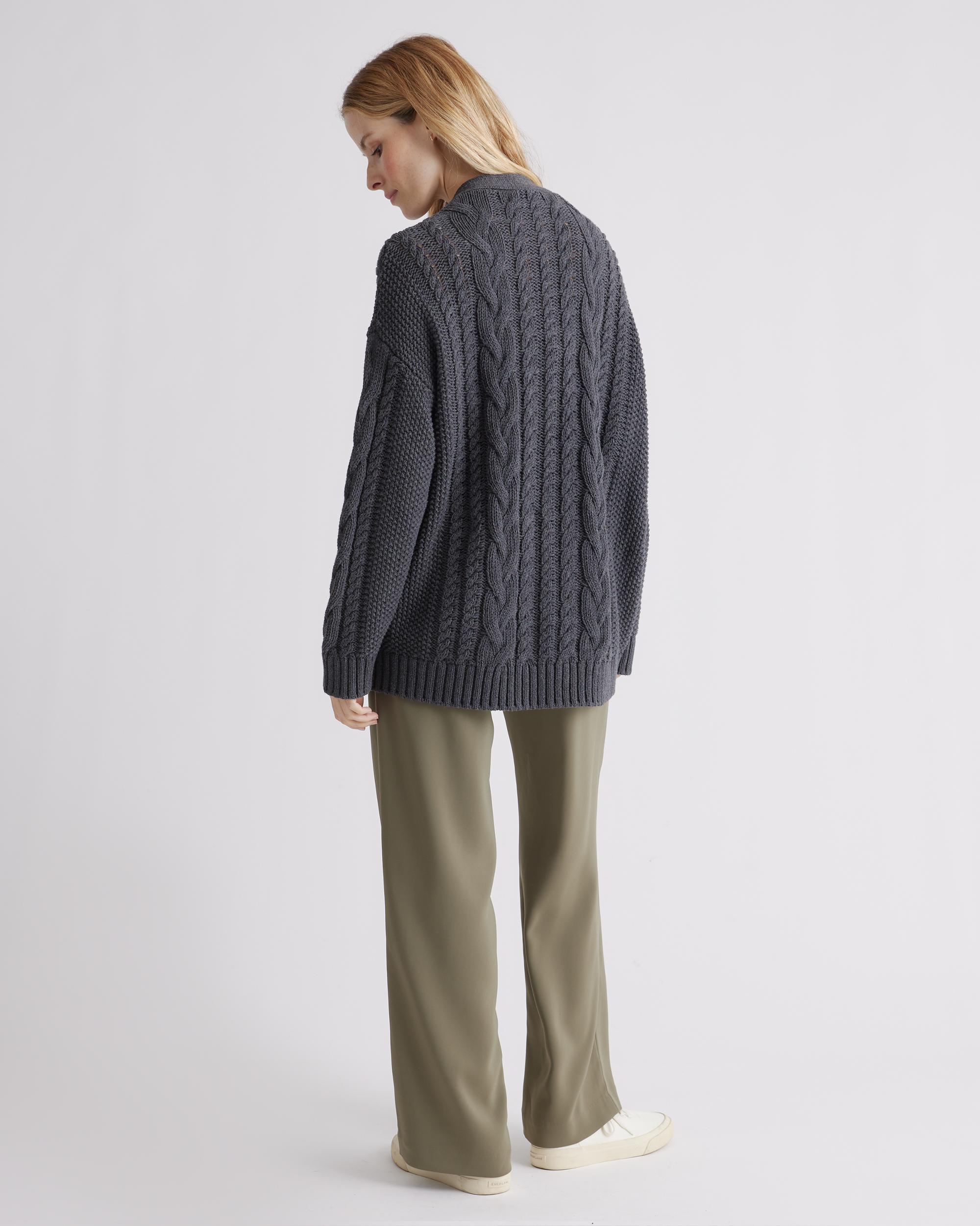 Quince | Women's Oversized Cable Cardigan Sweater Size XS, Organic Cotton Product Image