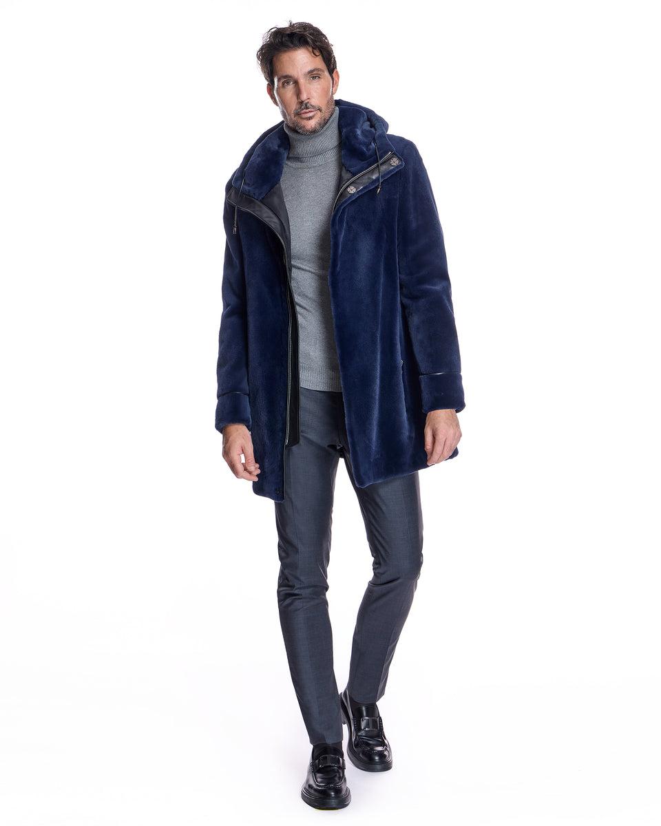 Men's Sheared Mink Hooded Coat Product Image