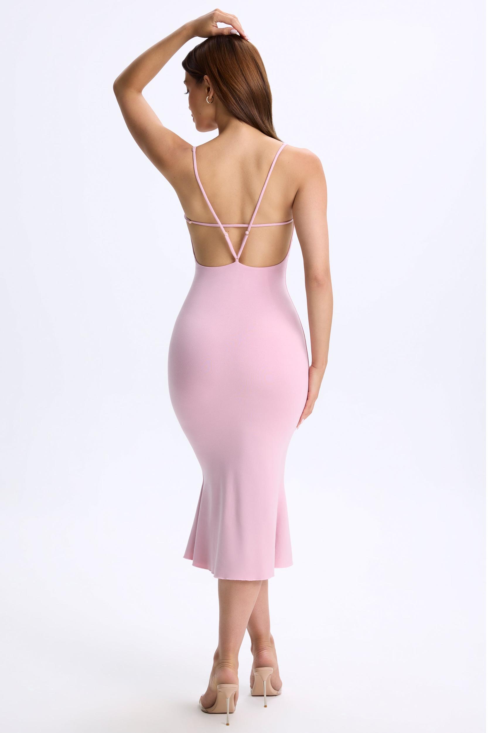 Plunge Open-Back Midaxi Dress in Blush Pink Female Product Image
