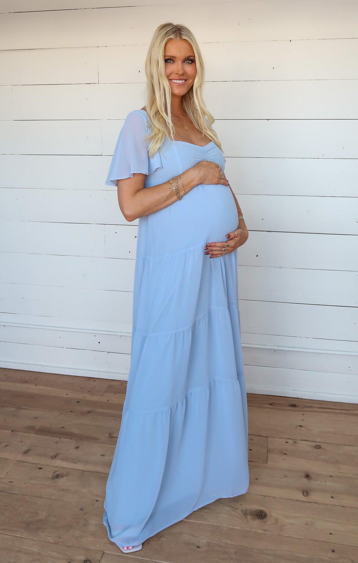 Nicole Maxi Dress ~ Steel Blue Chiffon Product Image