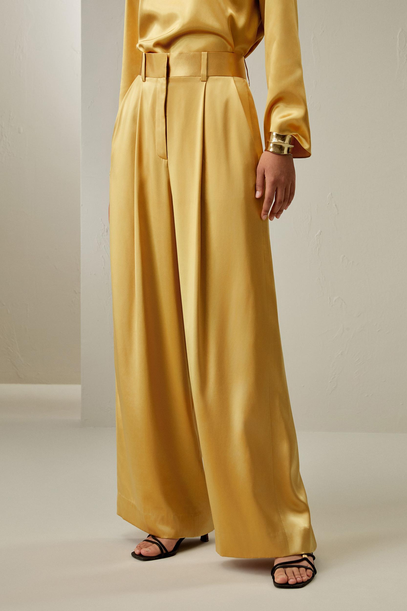 High-Waist Silk Palazzo Pants Product Image