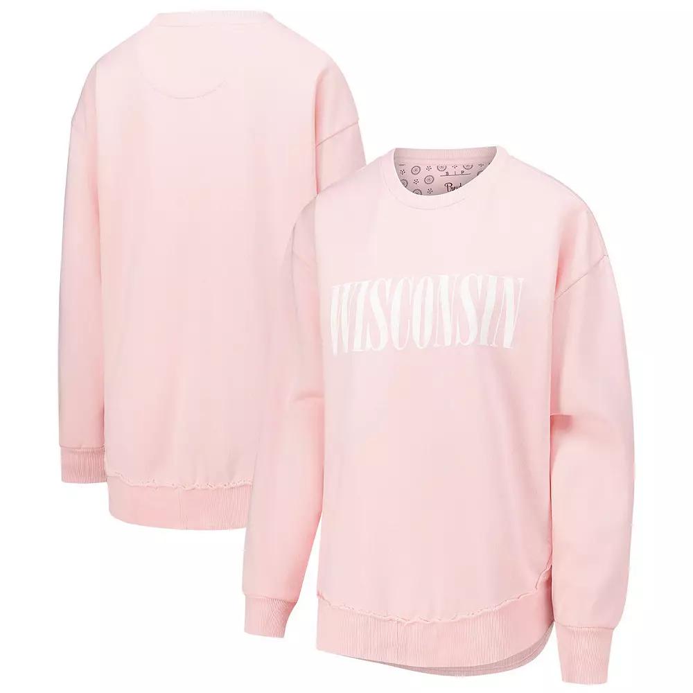 Women's Pressbox Light Pink Wisconsin Badgers Poncho Fleece Pullover Sweatshirt,  Product Image