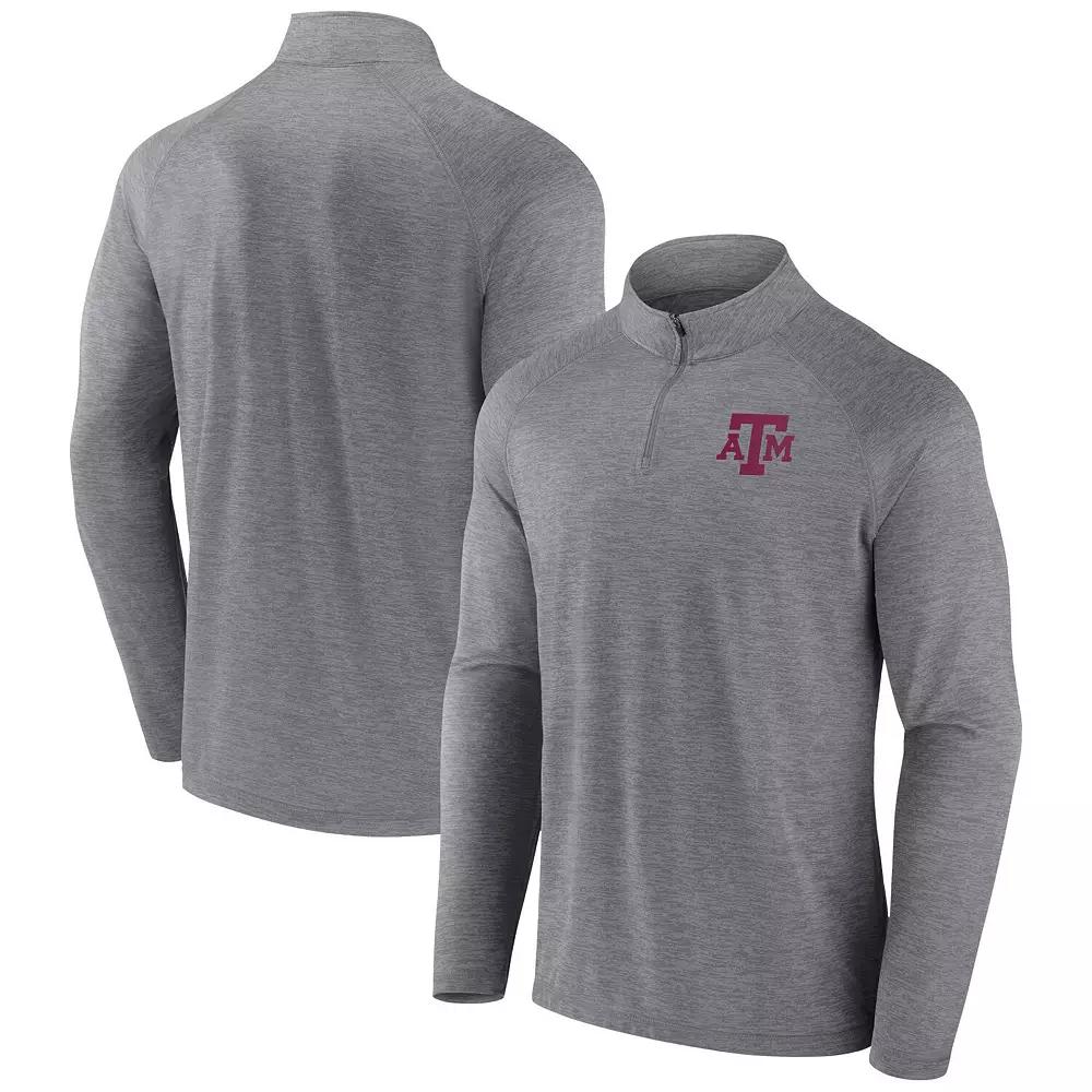 Men's Fanatics Branded Gray Texas A&M Aggies Primary Logo Raglan Quarter-Zip Top,  Product Image