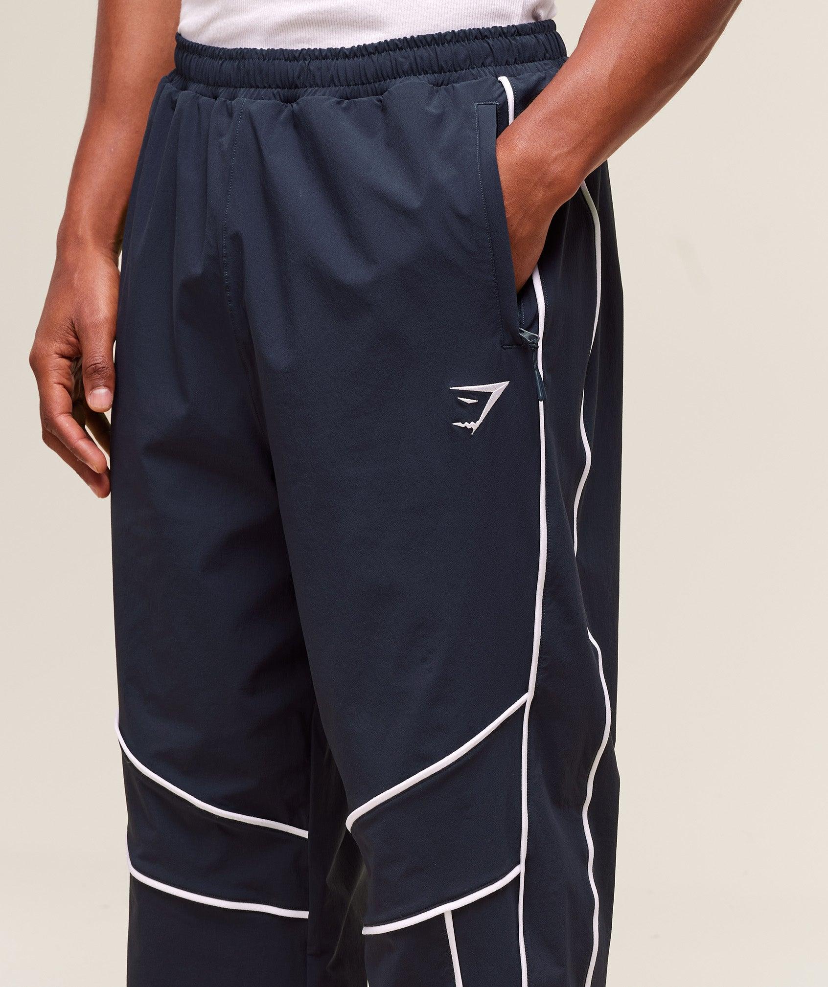 Gymshark Retro Crinkle Track Pants - Heavy Blue Male Product Image