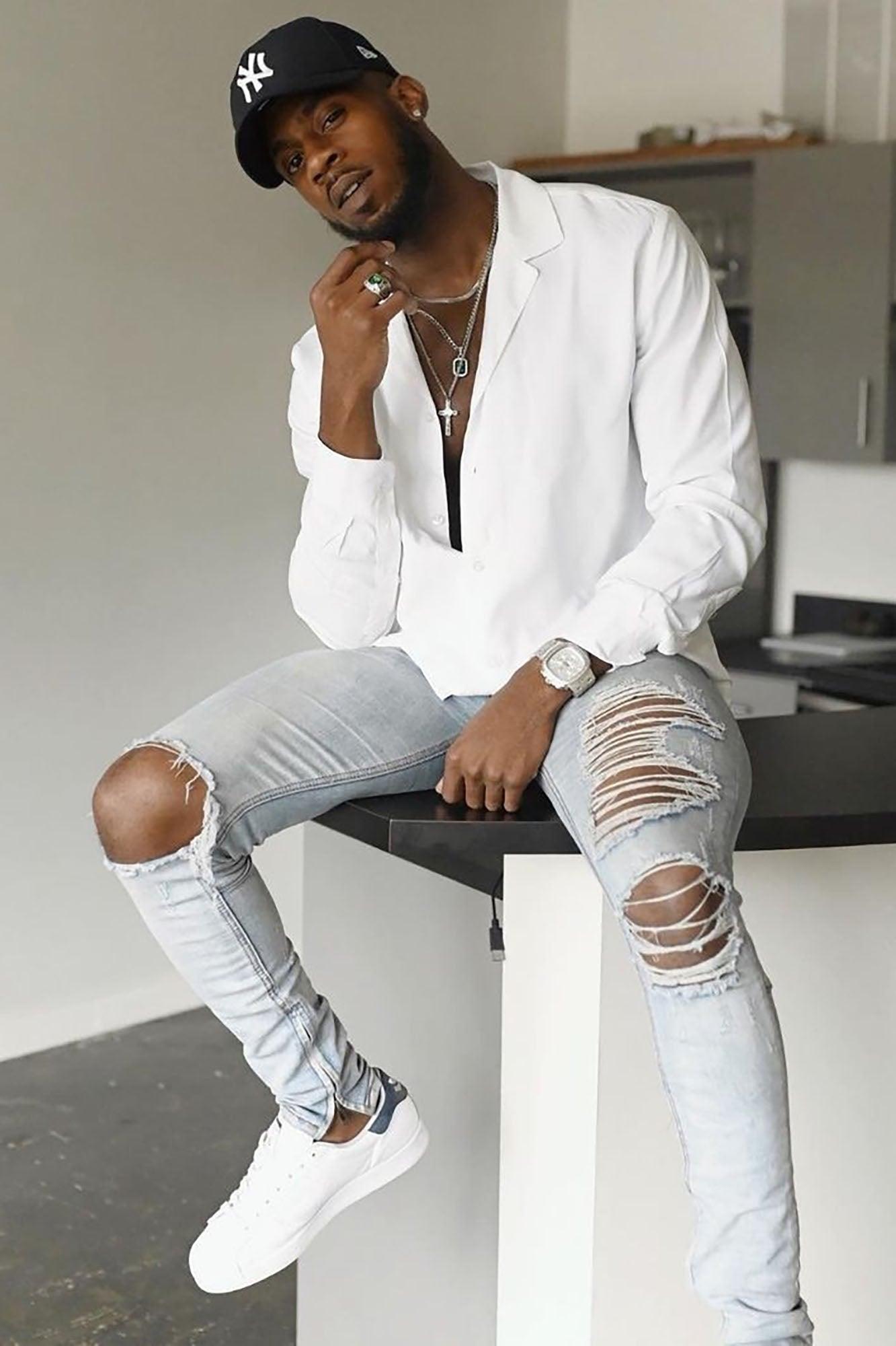 Dawson Relaxed Long Sleeve Button Up Shirt - White Product Image