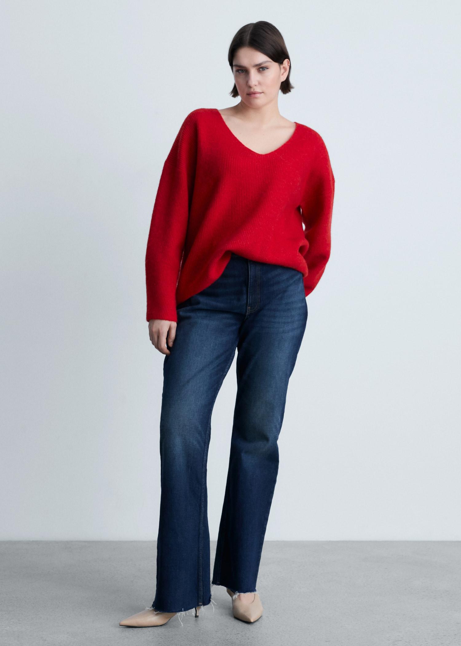 V-neck knit sweater - Women | MANGO USA Product Image