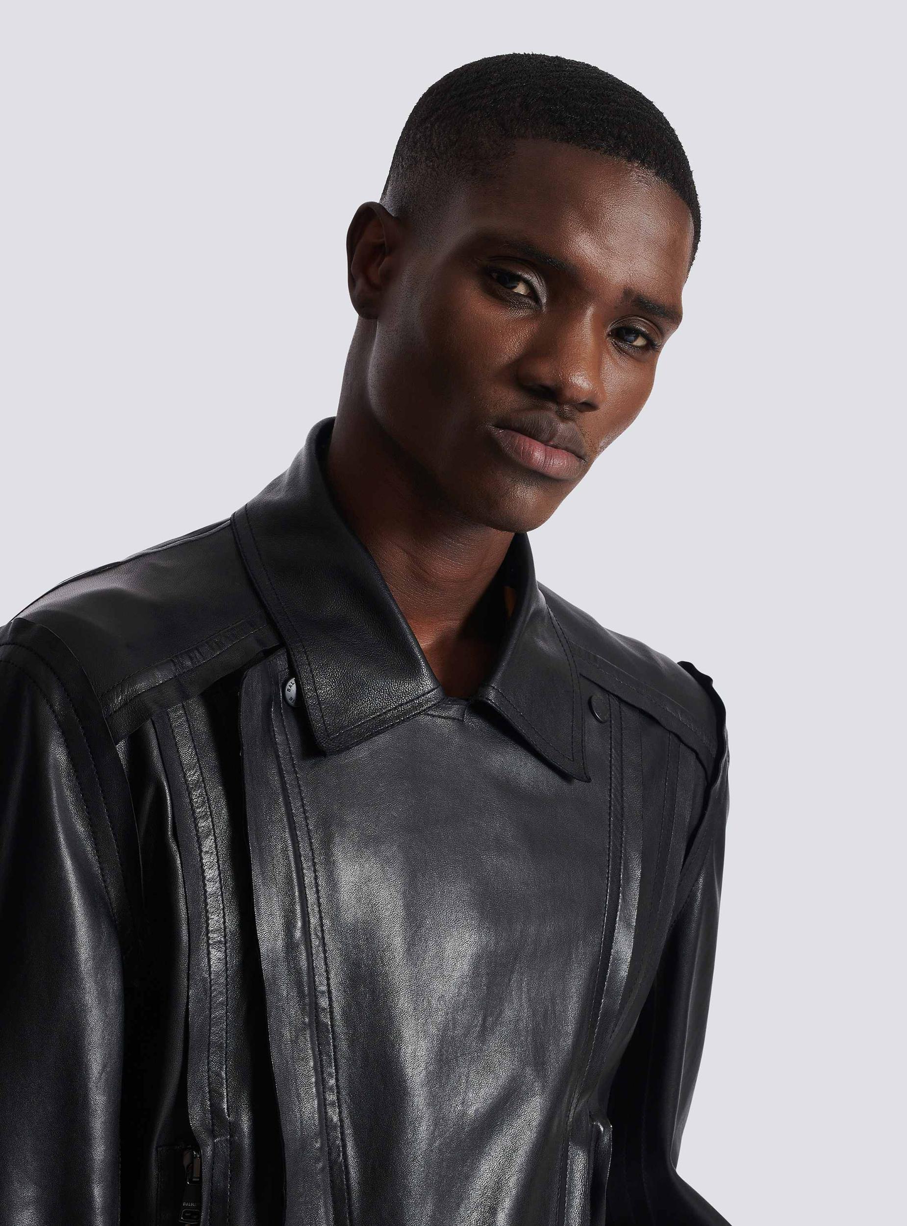 Lightweight lambskin leather biker jacket Product Image