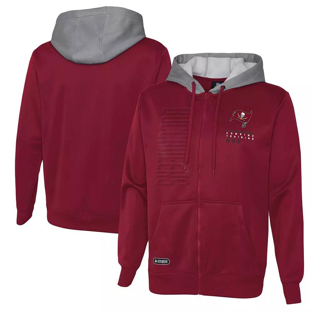 Men's Red Tampa Bay Buccaneers Combine Authentic Field Play Full-Zip Hoodie Sweatshirt,  Product Image