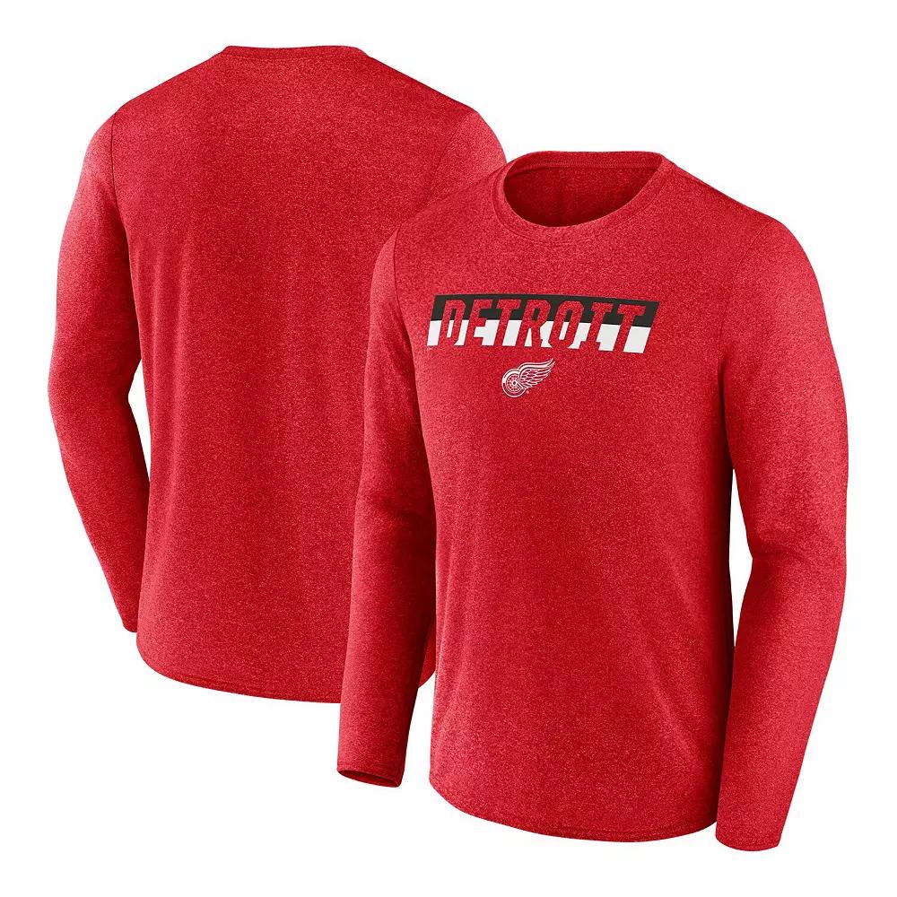 Men's Fanatics Heather Red Detroit Red Wings Transition Long Sleeve T-Shirt,  Product Image