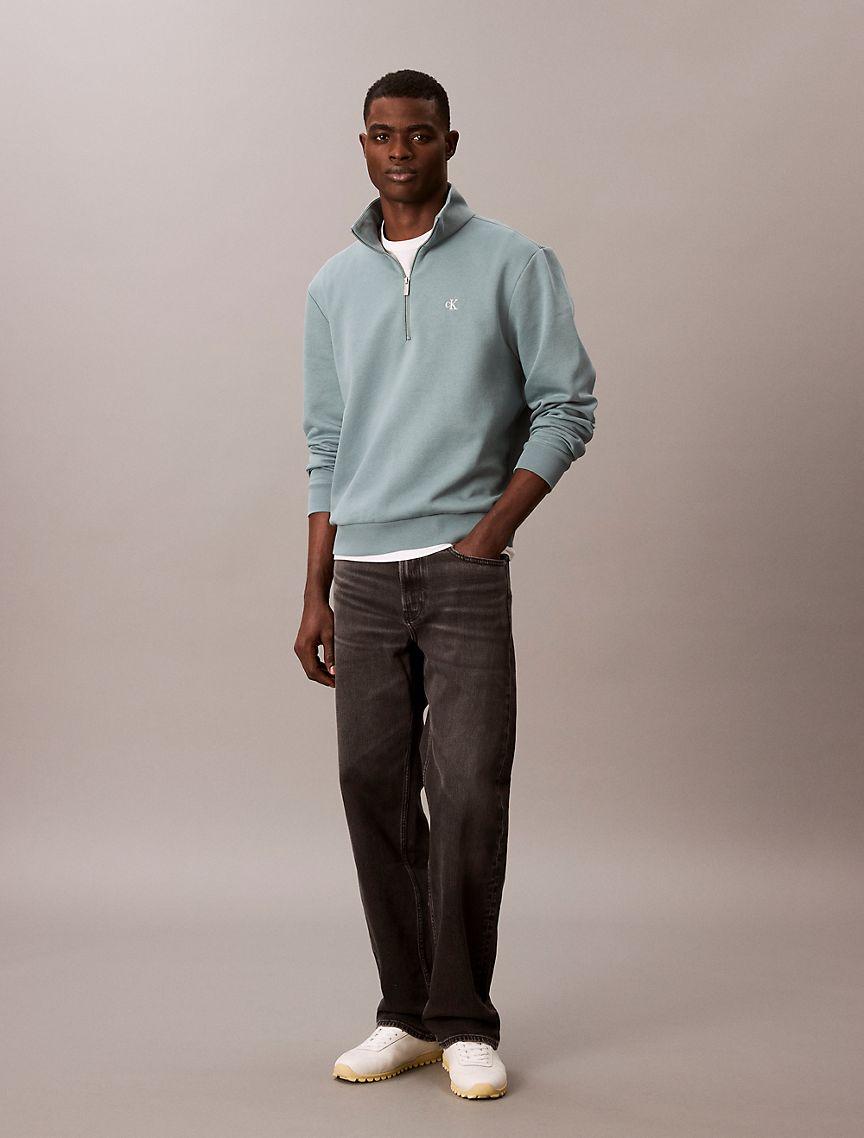 Calvin Klein Mens Archive Logo Fleece Quarter Zip Sweatshirt - Grey Product Image