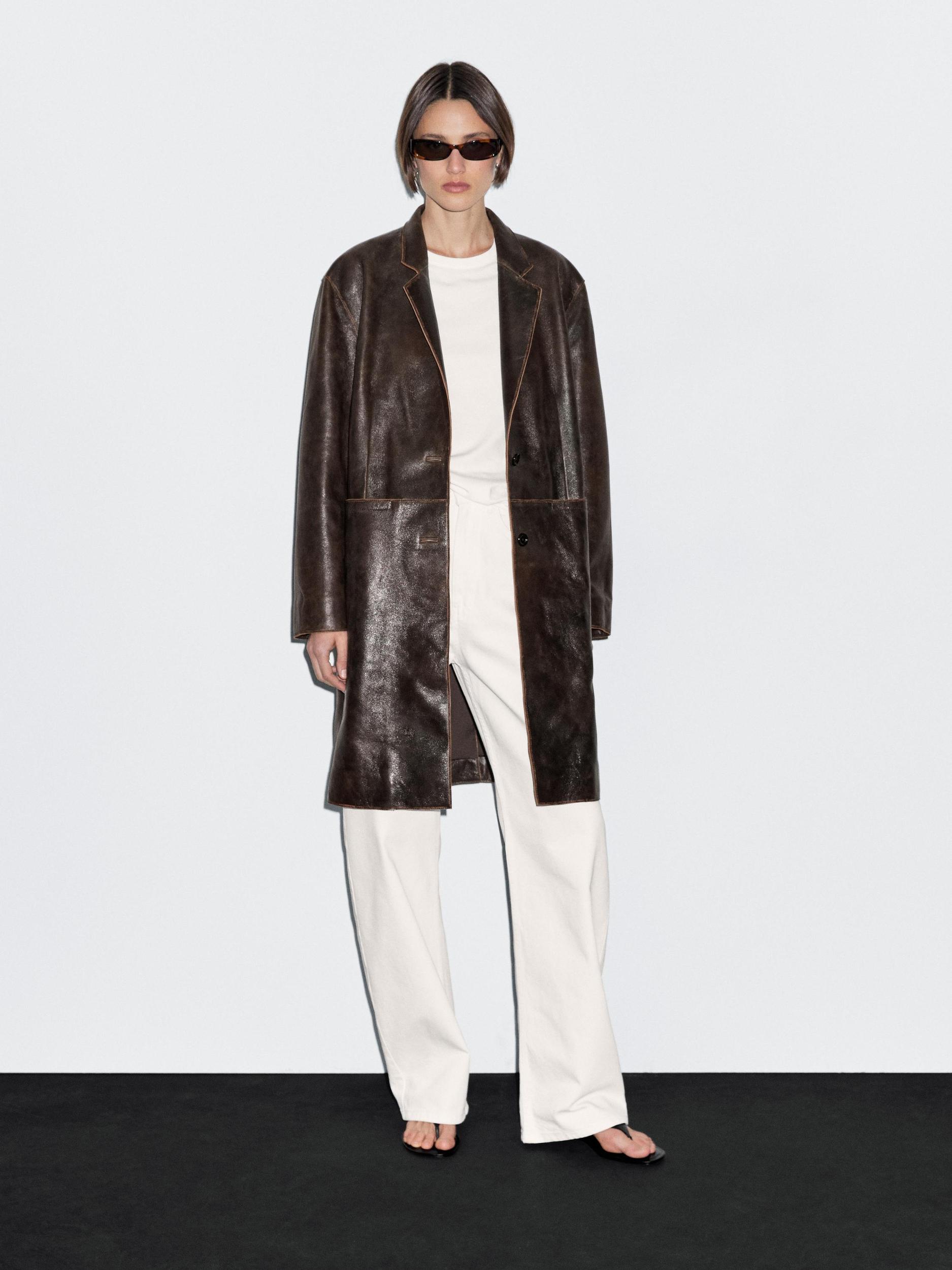 Distressed nappa leather coat Product Image