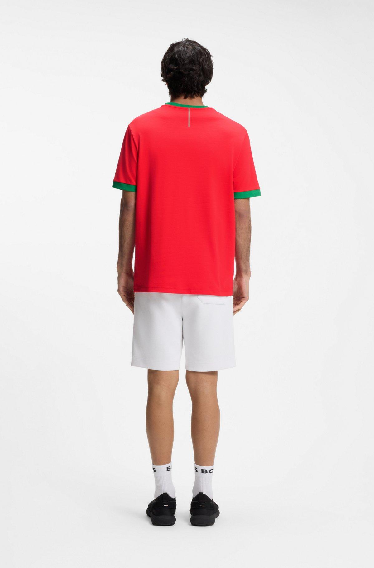 Stretch-cotton T-shirt with country flag and logo Product Image