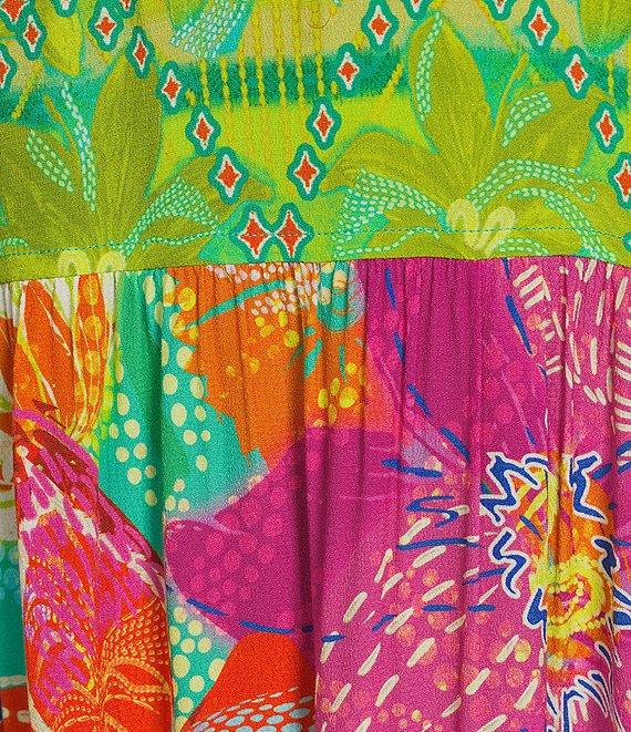 John Mark Tiered Floral Multi Print V-Neck 3/4 Flounce Sleeve A-Line Dress Product Image