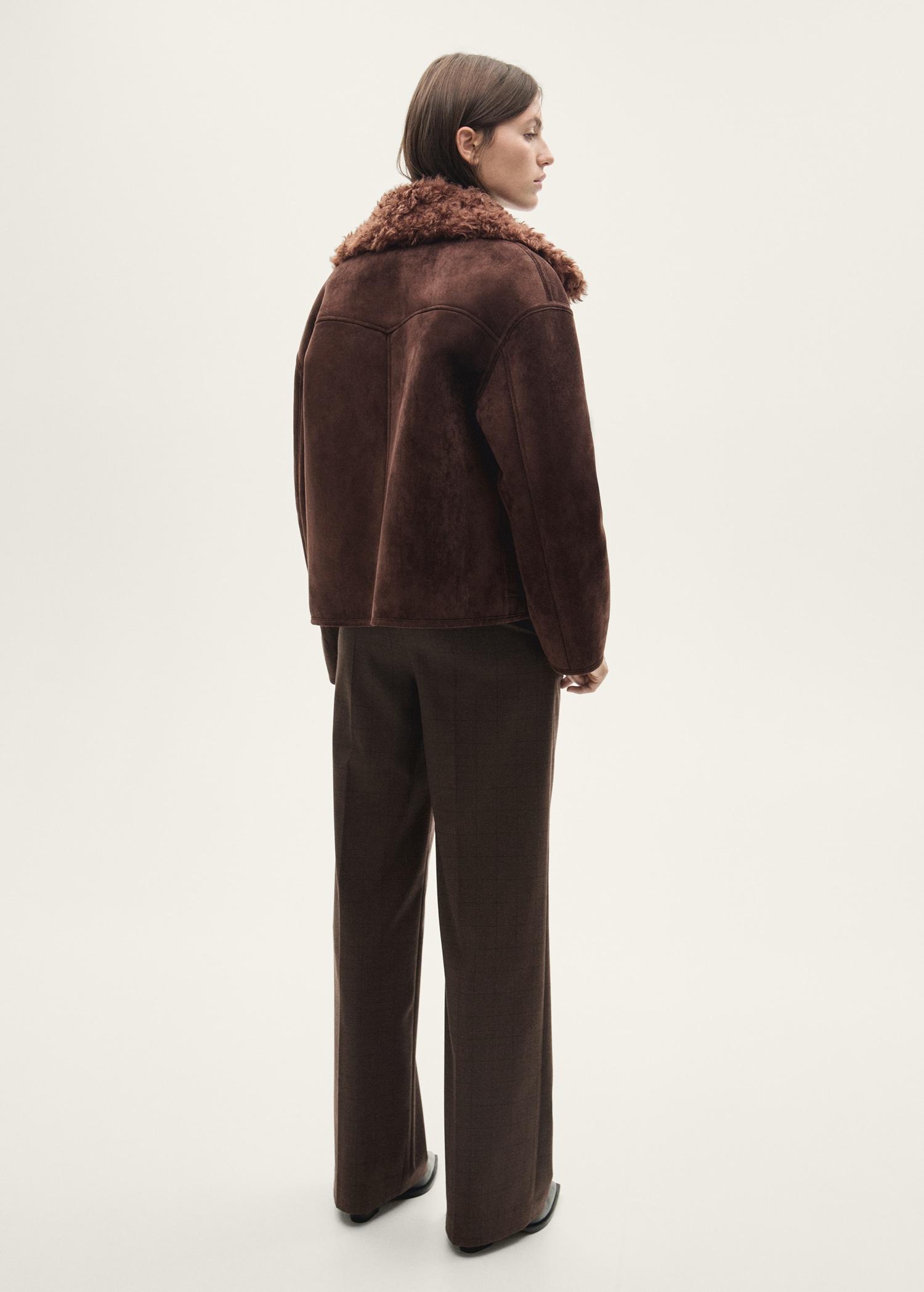 Suede-effect jacket with fleece collar - Women | MANGO USA Product Image