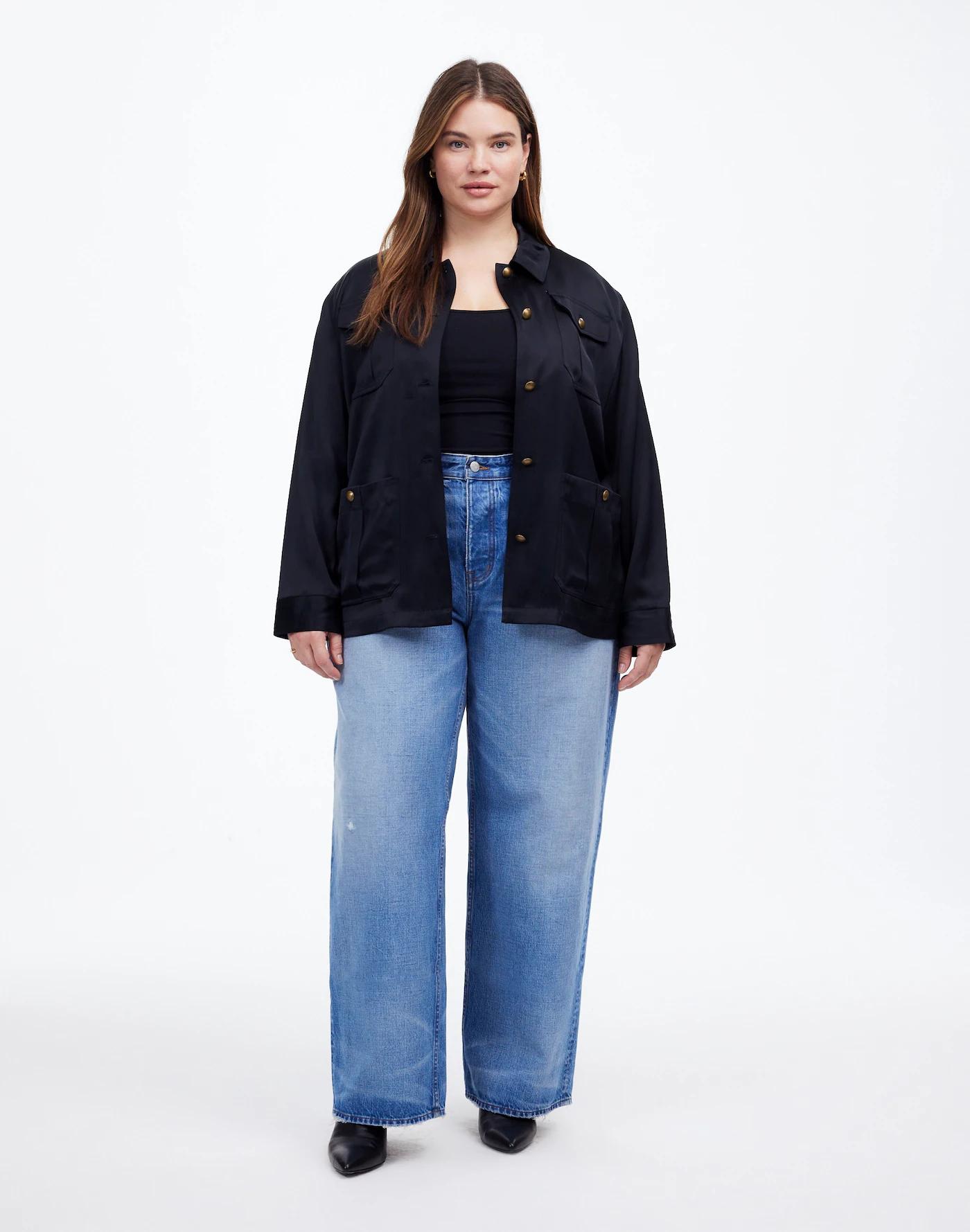 Plus Double-Faced Satin Safari Jacket Product Image