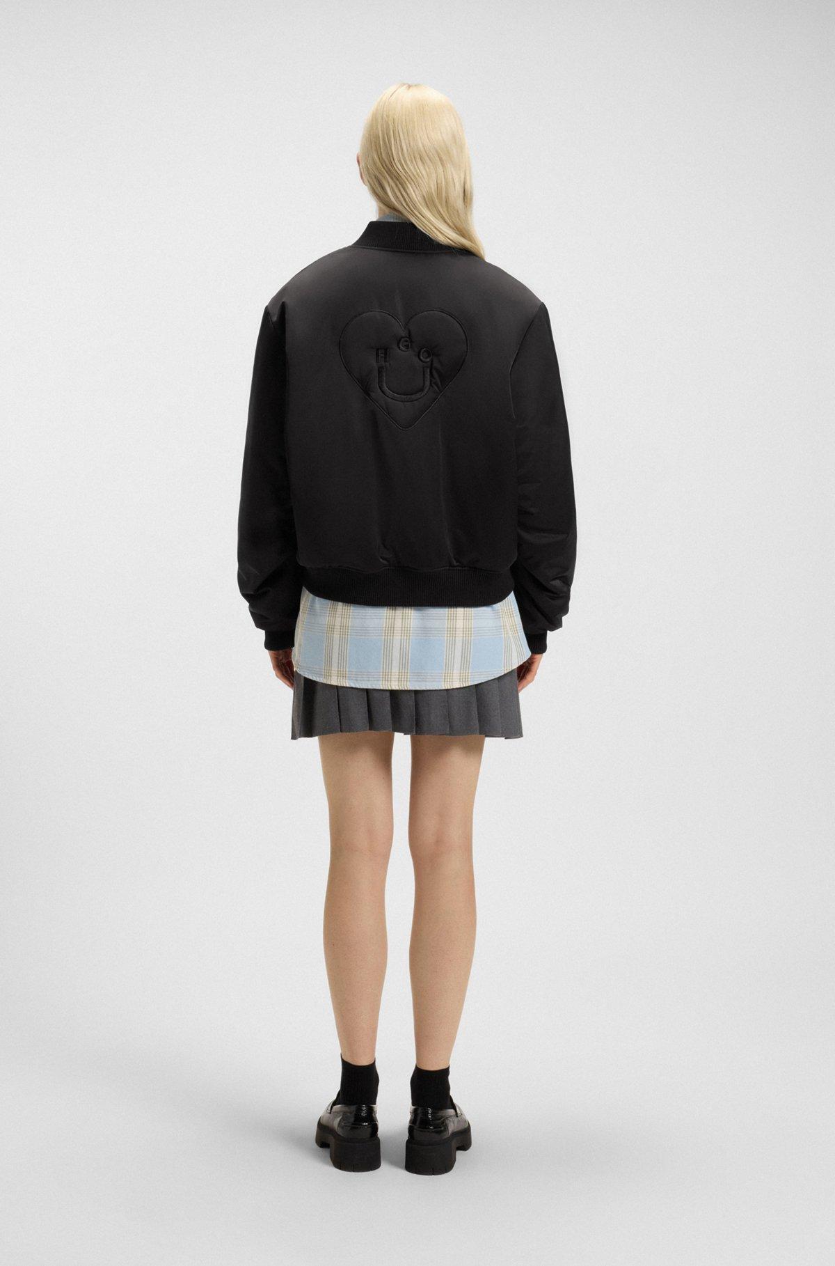 Padded varsity-style jacket with Happy HUGO logos Product Image