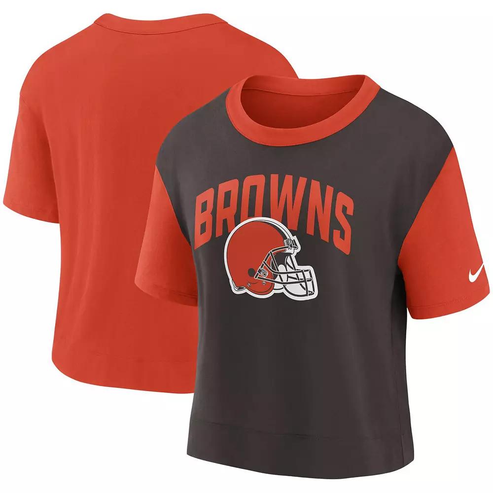 Women's Nike Orange/Brown Cleveland Browns High Hip Fashion T-Shirt, Size: XS Product Image