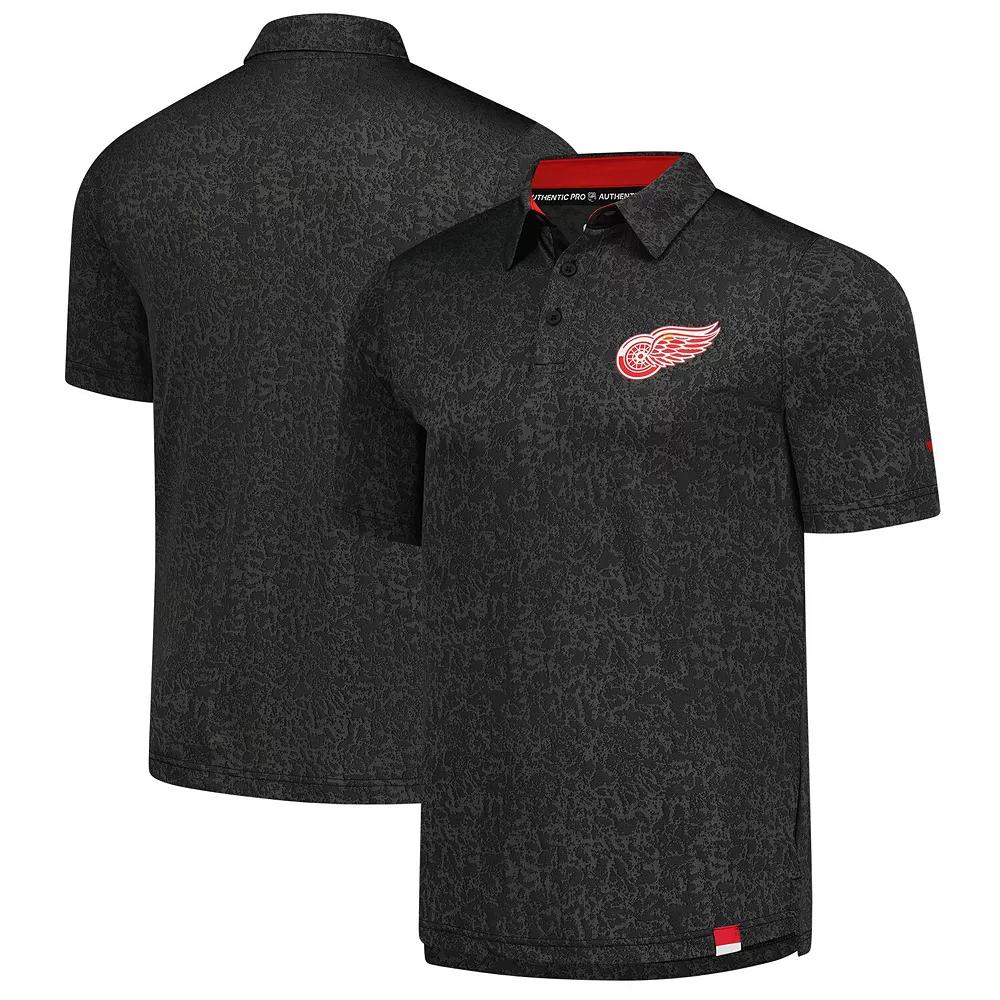 Men's Fanatics  Black Calgary Flames Jacquard Polo, Size: XL, Flm Black Product Image