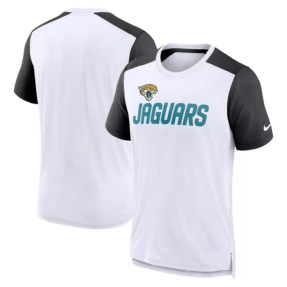 Men's Nike White/Heathered Black Jacksonville Jaguars Color Block Team Name T-Shirt, Size: Large Product Image