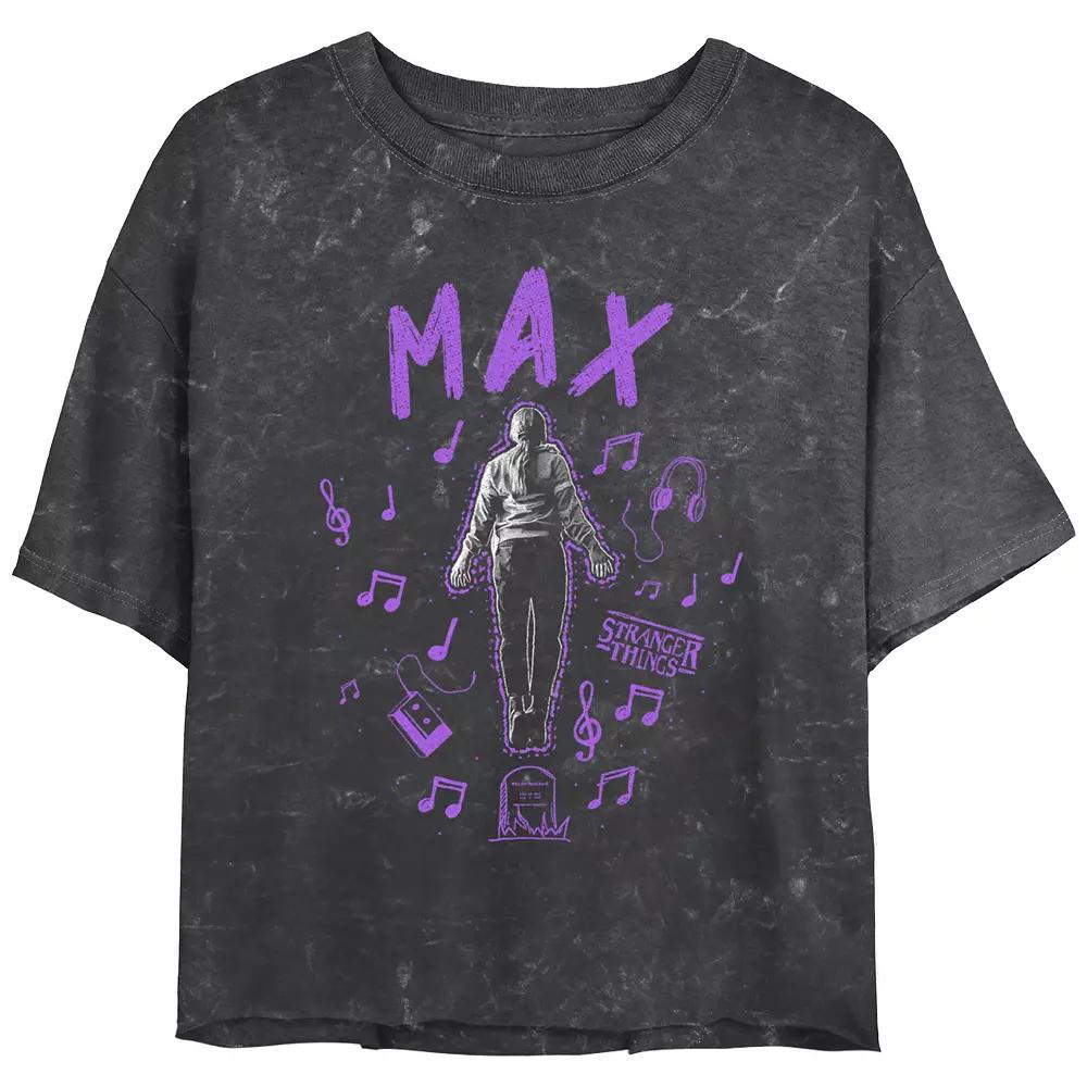 Juniors' Stranger Things Max Music Graveyard Mineral Wash Cropped Tee, Girl's,  Product Image