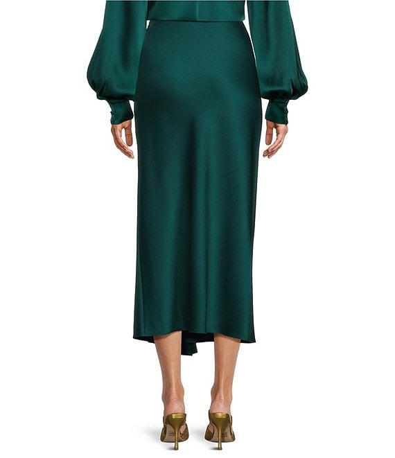 Trina Turk Sahel Hammered Satin A-Line Midi Skirt Product Image