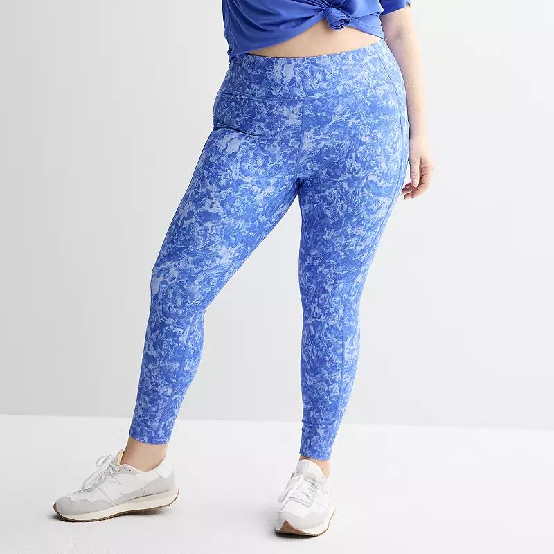 Plus Size Tek Gear® Ultrastretch High-Waisted Side Pocket 7/8 Leggings, Women's, Size: 3XL, Medium Blue Paint Product Image