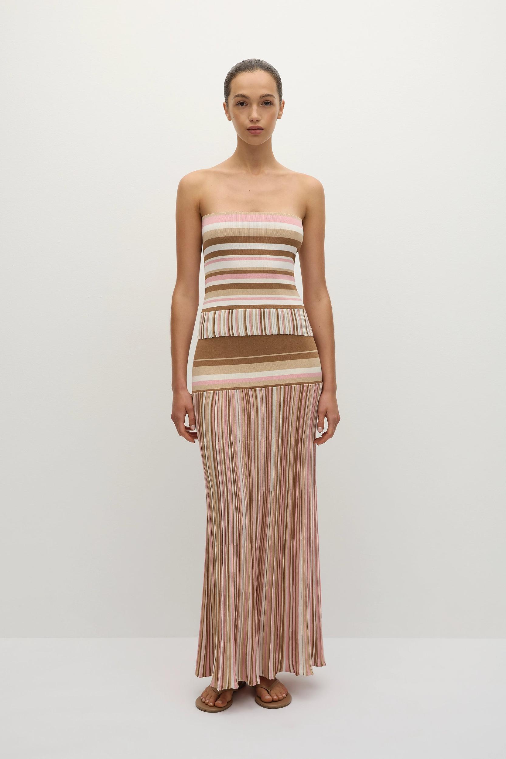 Citara Strapless Top Puce Sepia Stripe - Final Sale Product Image