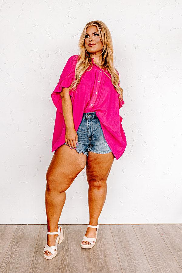 Divine Downtime Button Up in Hot Pink Product Image