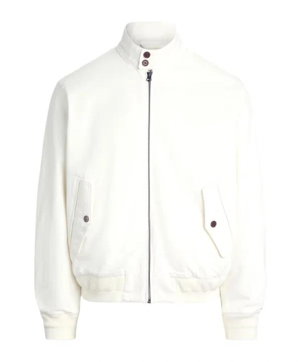 POLO RALPH LAUREN Logo-embroidered Cotton-twill Bomber Jacket In White Product Image