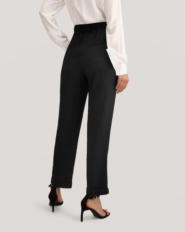 Tucked Tapered Silk Pants Product Image