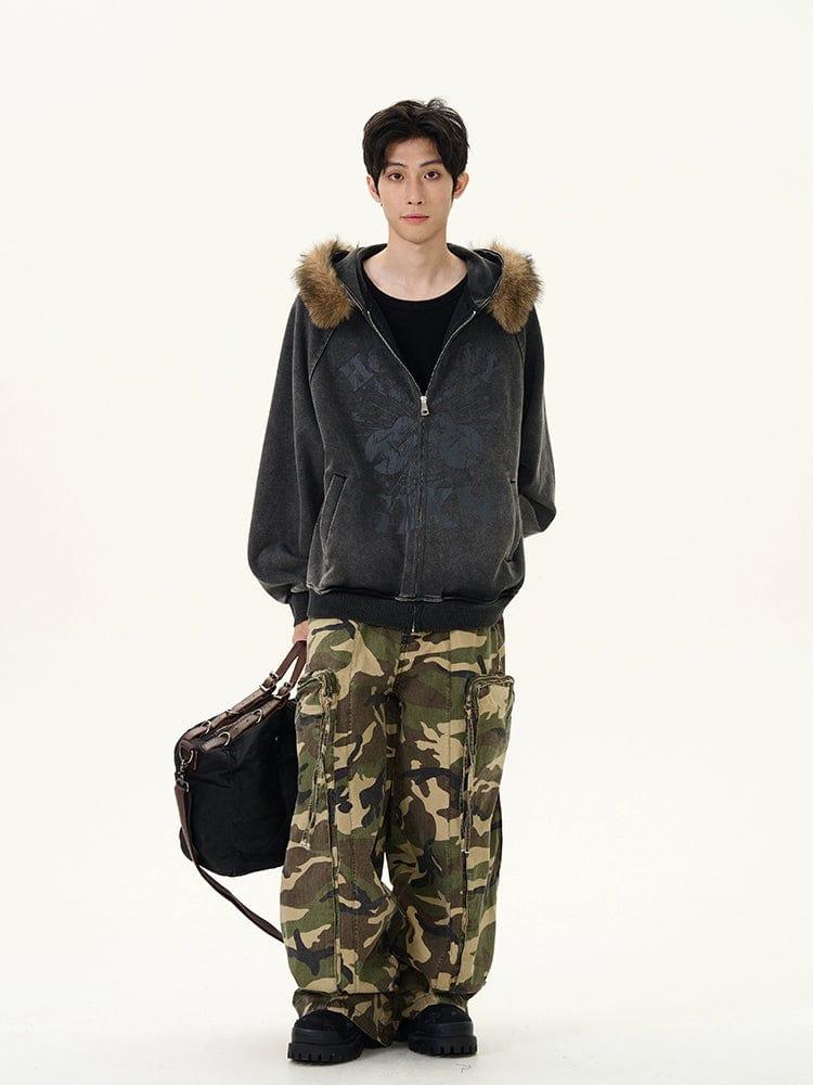 RT No. 11996 FUR GRAPHIC ZIP-UP HOODIE Product Image