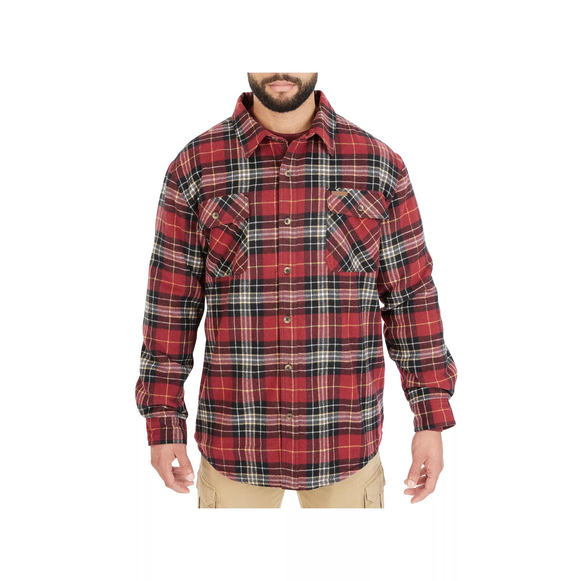 Men's Smith's Workwear Plaid Sherpa-Lined Cotton Flannel Shirt Jacket,  Product Image