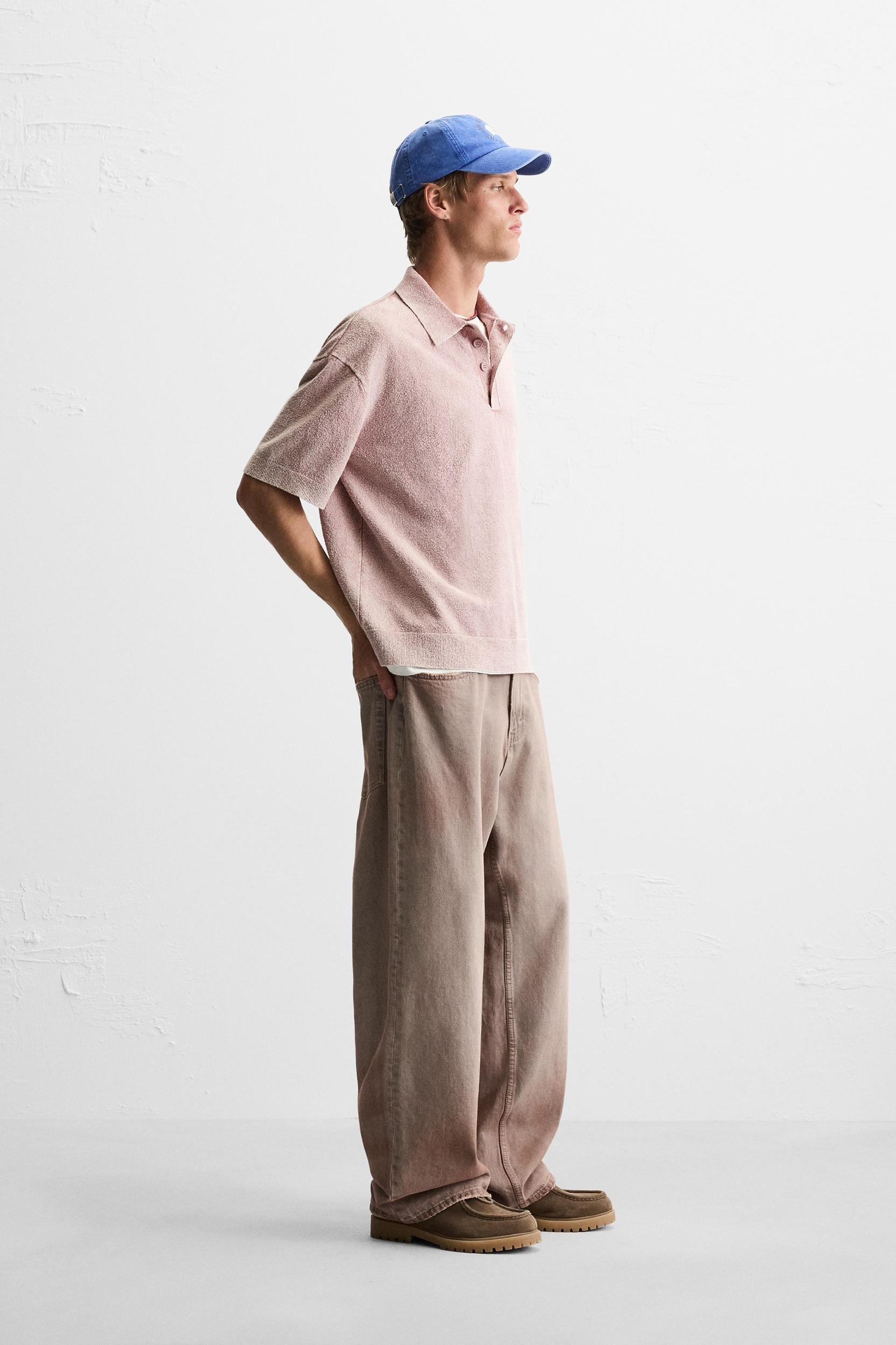 WASHED BOUCLÉ KNIT POLO SHIRT Product Image