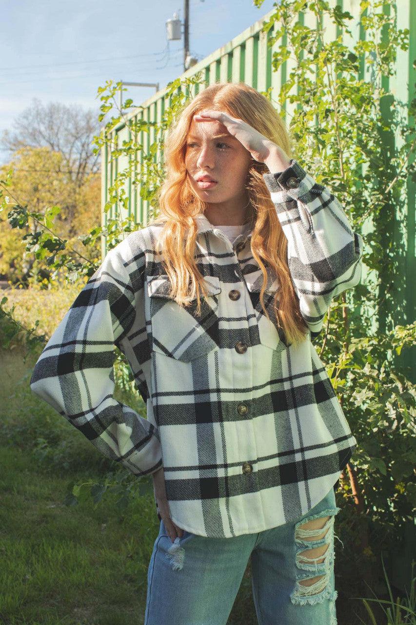 Black Brushed Plaid Jacket Product Image