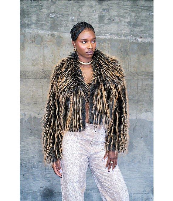 Azalea Wang Plus Size Saoirse Faux Fur Oversize Collared Cropped Bolero Jacket Product Image