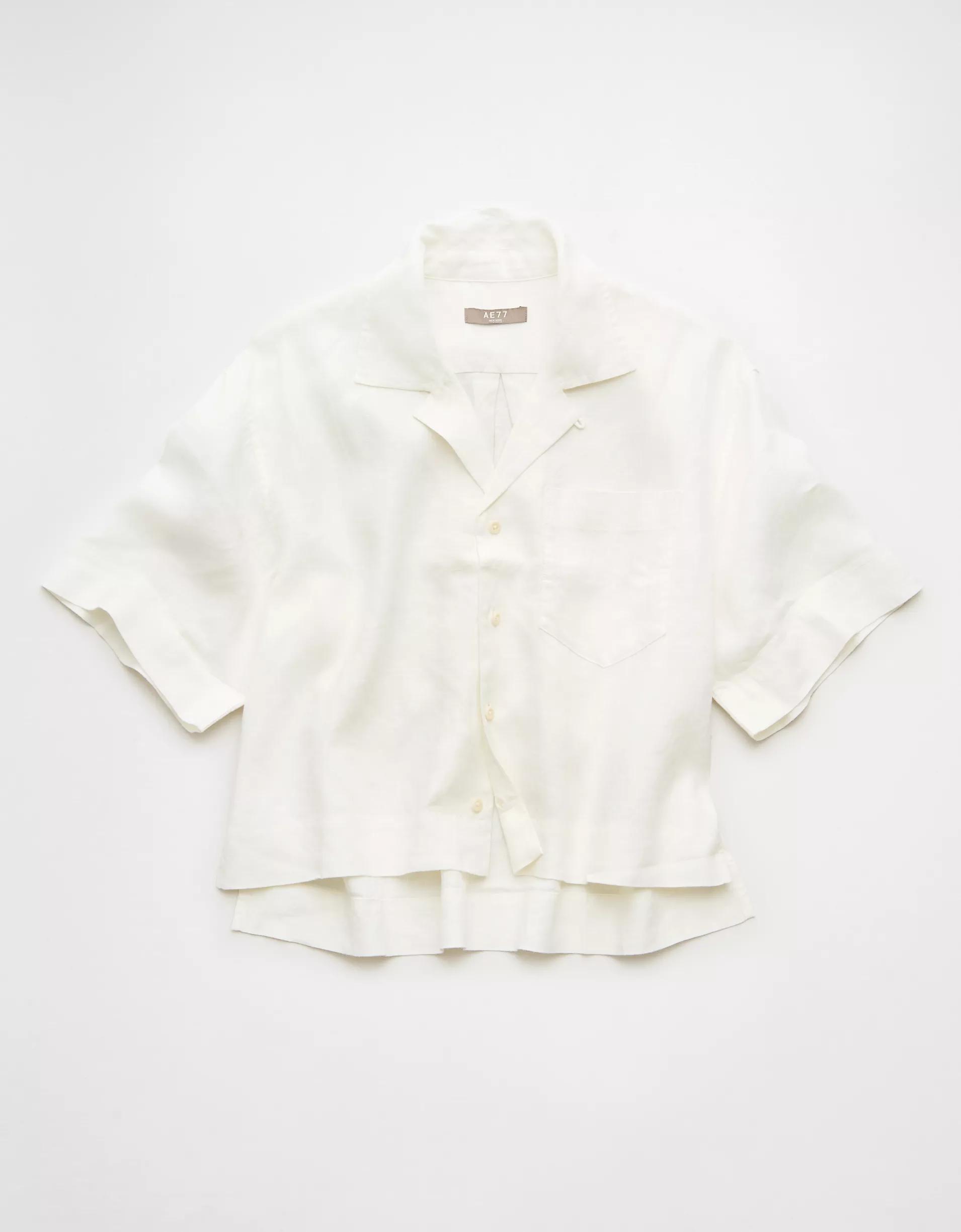 AE77 Premium Linen Camp Shirt Product Image