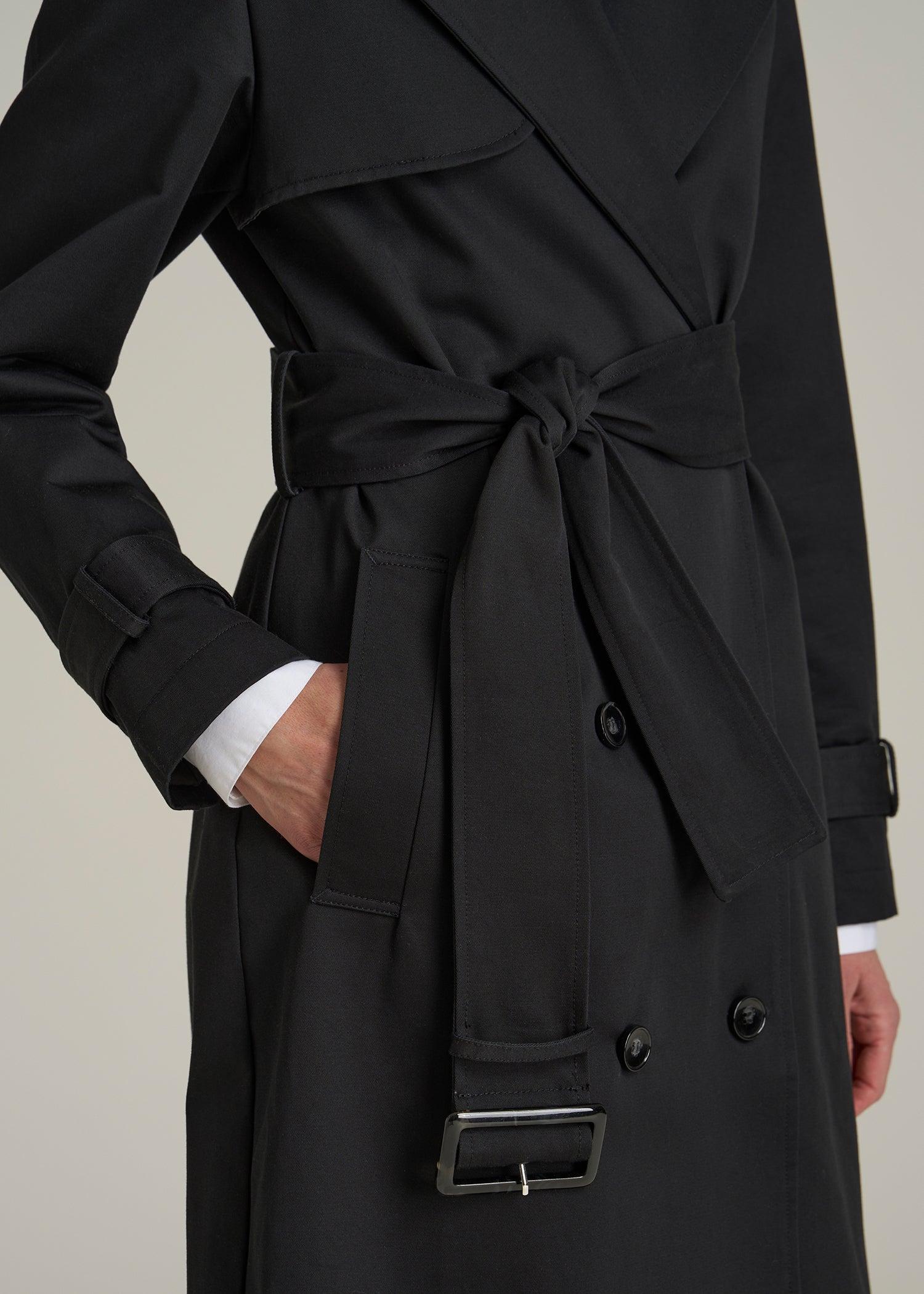 Relaxed Trench Coat for Tall Women in Black Female Product Image
