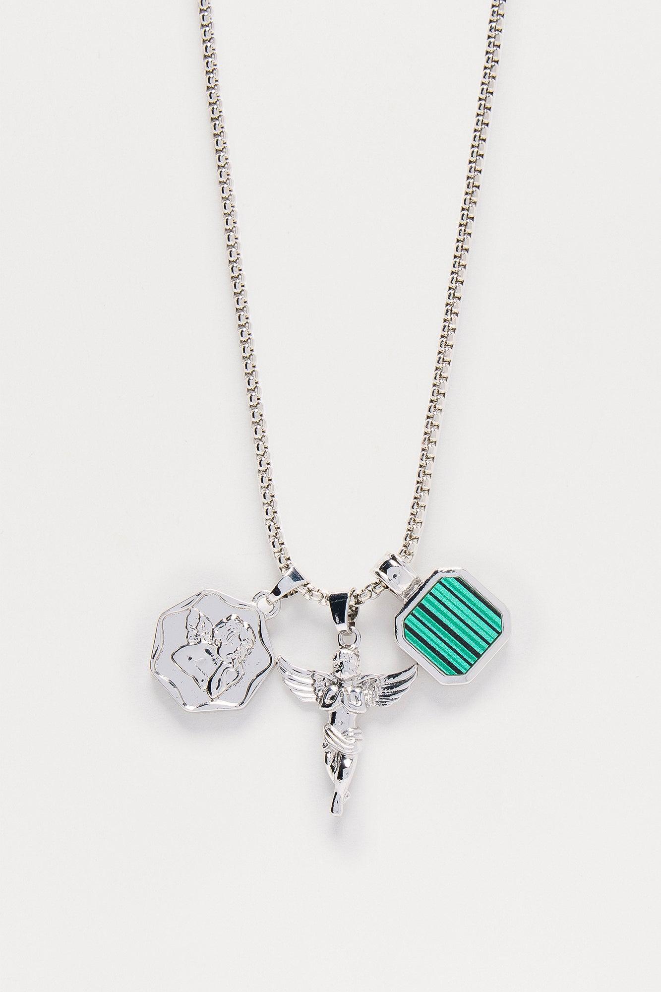 Angel Multi Charm Necklace - Silver Product Image