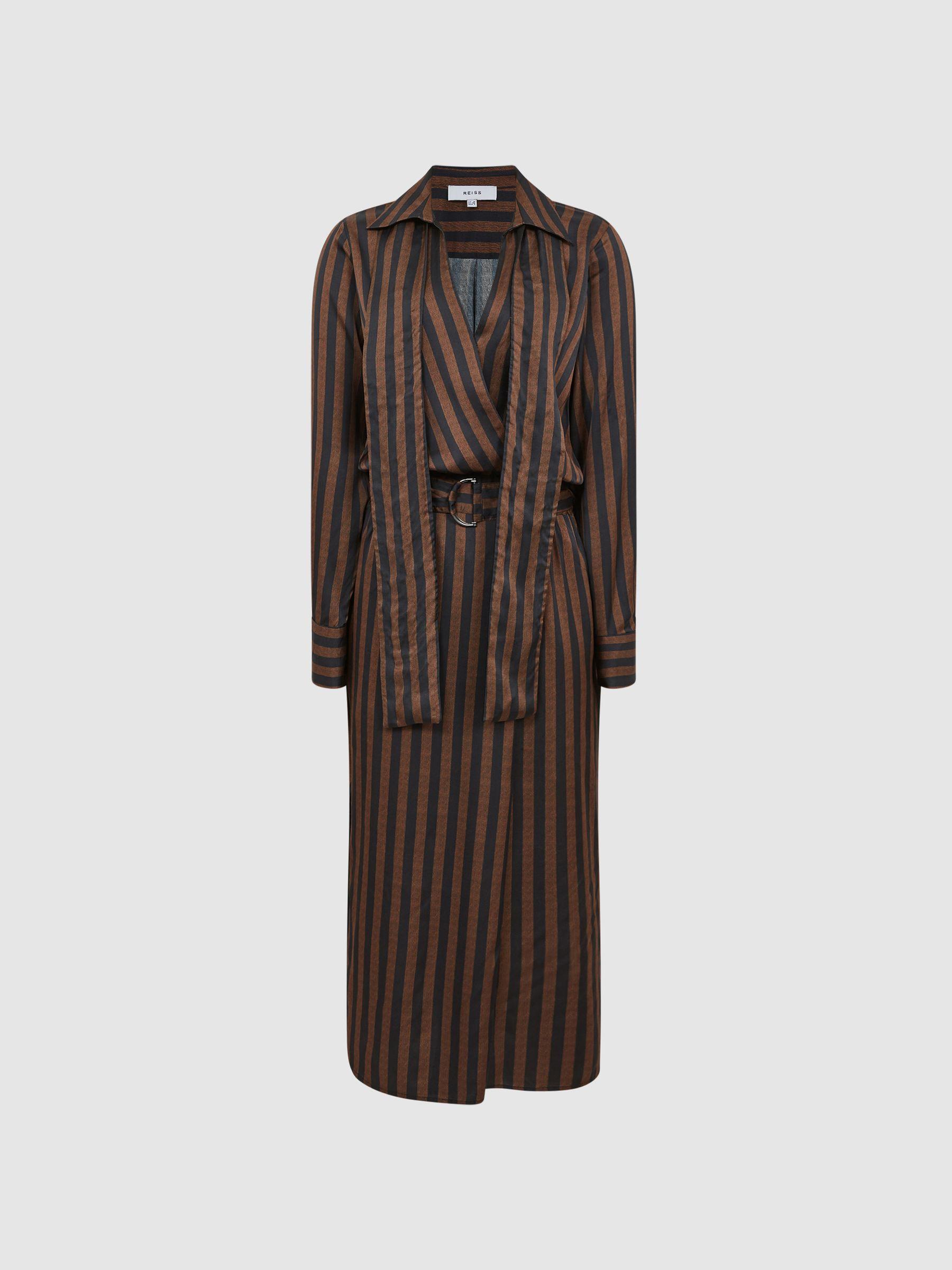 Stripe Shirt Dress in Brown Product Image