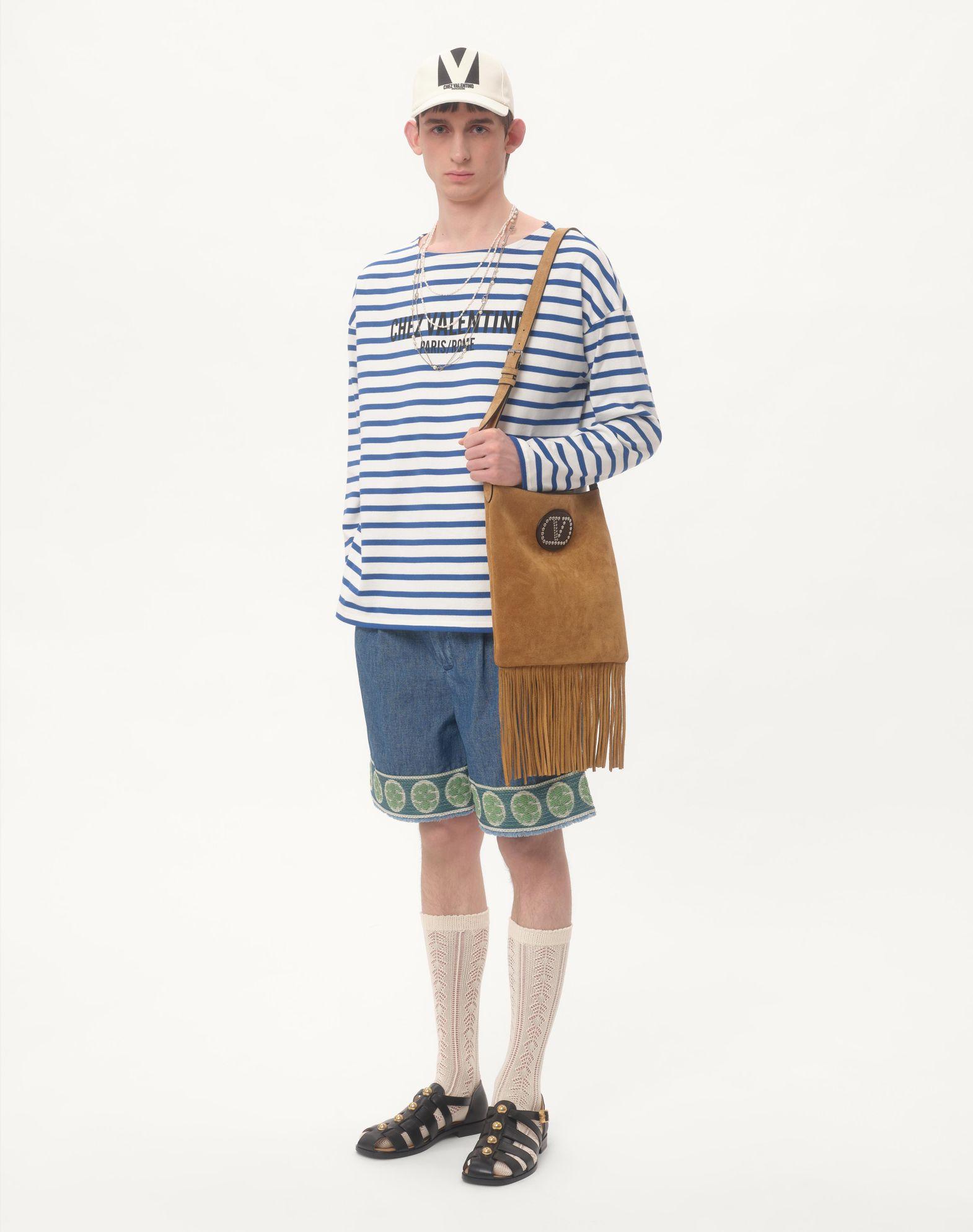 Long-Sleeved Cotton T-Shirt With Chez Valentino Print Product Image