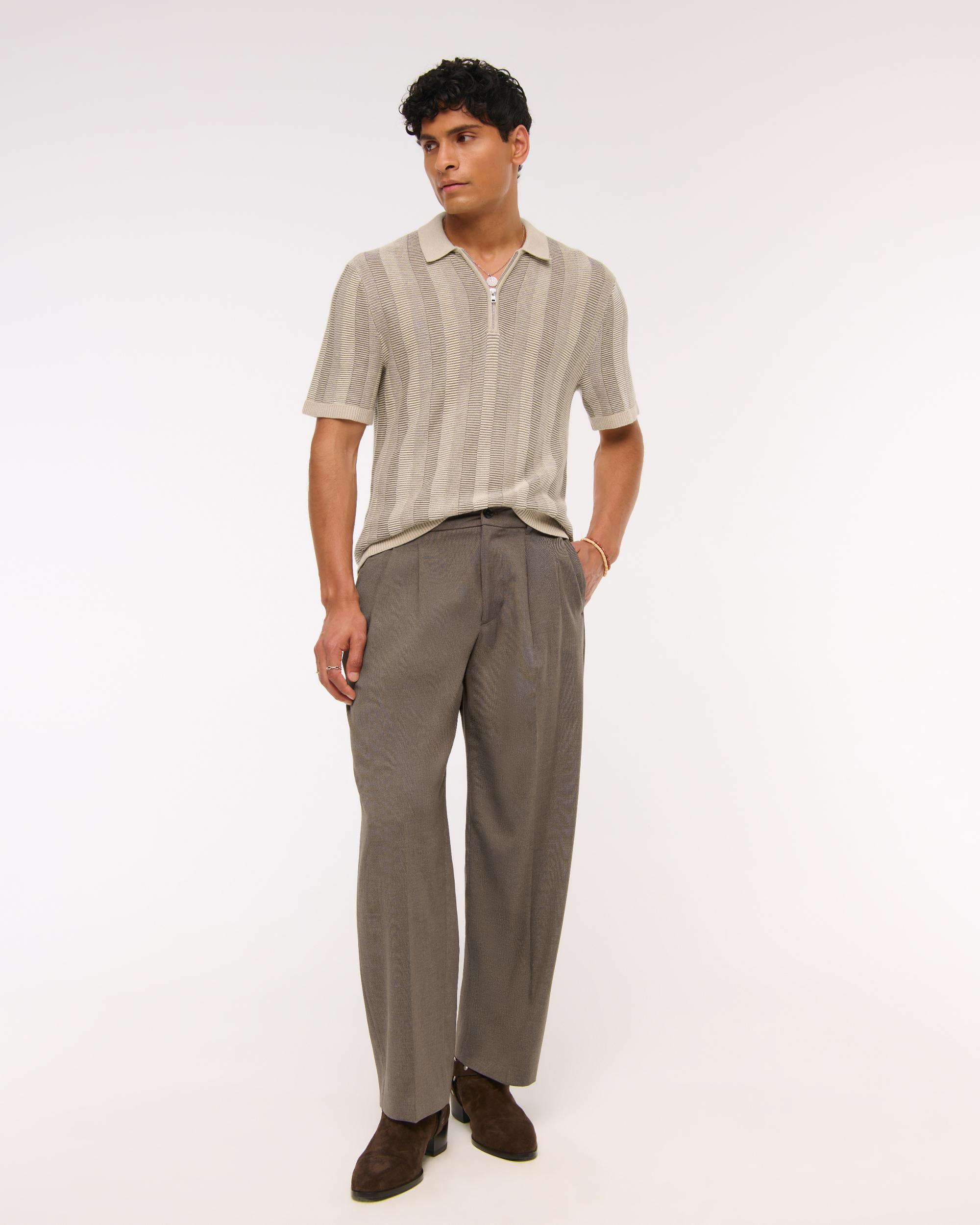 Contrast Textural Zip Sweater Polo Product Image