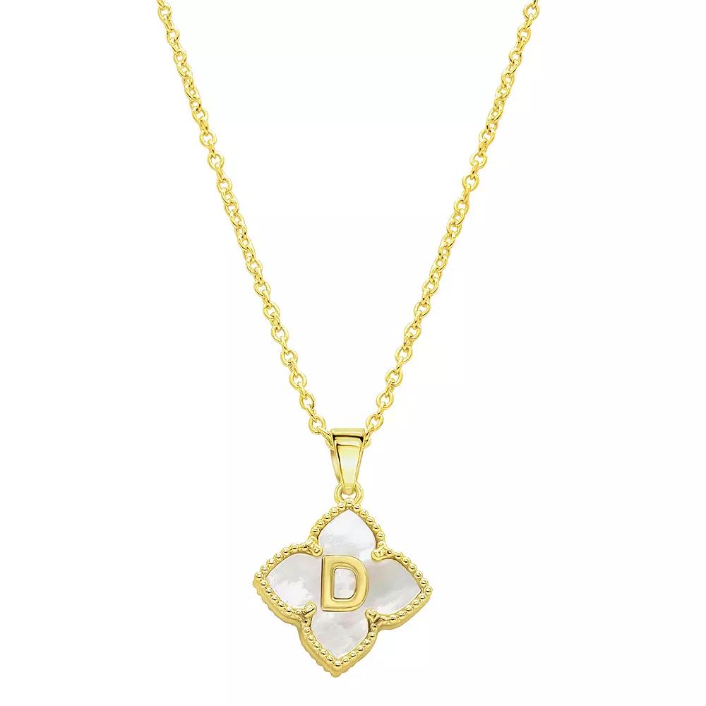 Adornia Gold Tone Adjustable White Mother of Pearl Initial Floral Necklace, Women's, Size: 16-18" ADJ Product Image