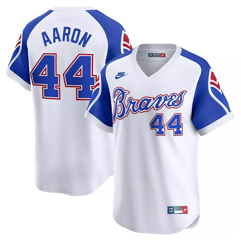 Men's Nike Hank Aaron White Atlanta Braves Throwback Cooperstown Limited Jersey,  Product Image