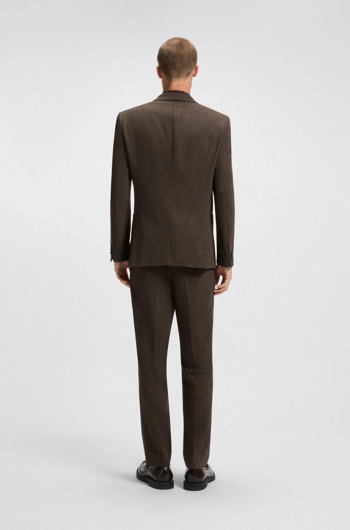 HUGO - Extra-slim-fit blazer in herringbone cloth - Brown Product Image