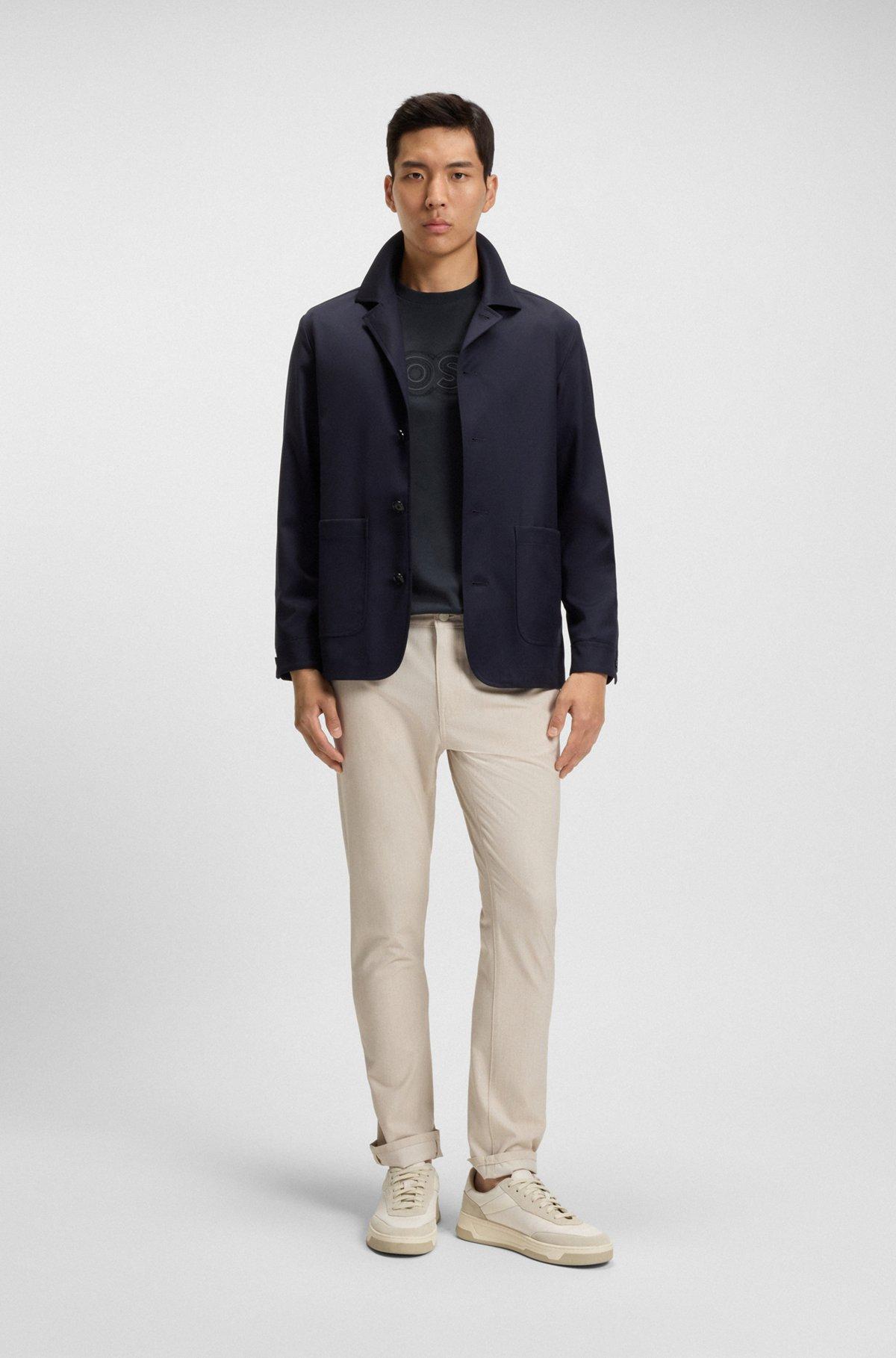 BOSS - Cotton T-shirt with logo artwork - Dark Blue Product Image