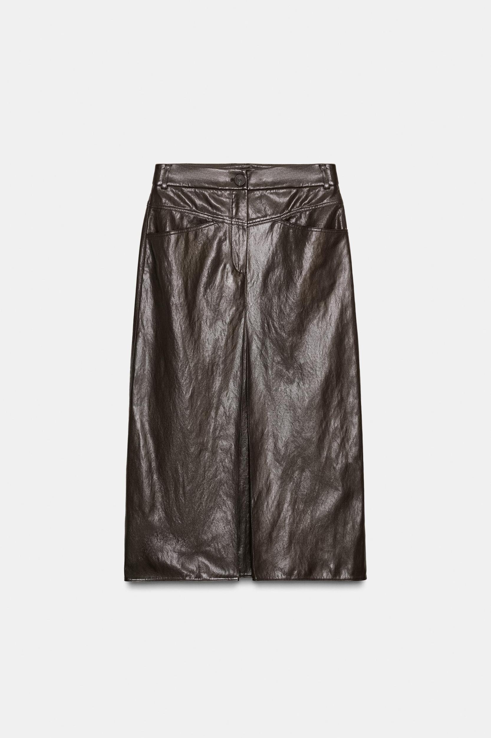 ZW COLLECTION FAUX LEATHER PLEATED SKIRT Product Image