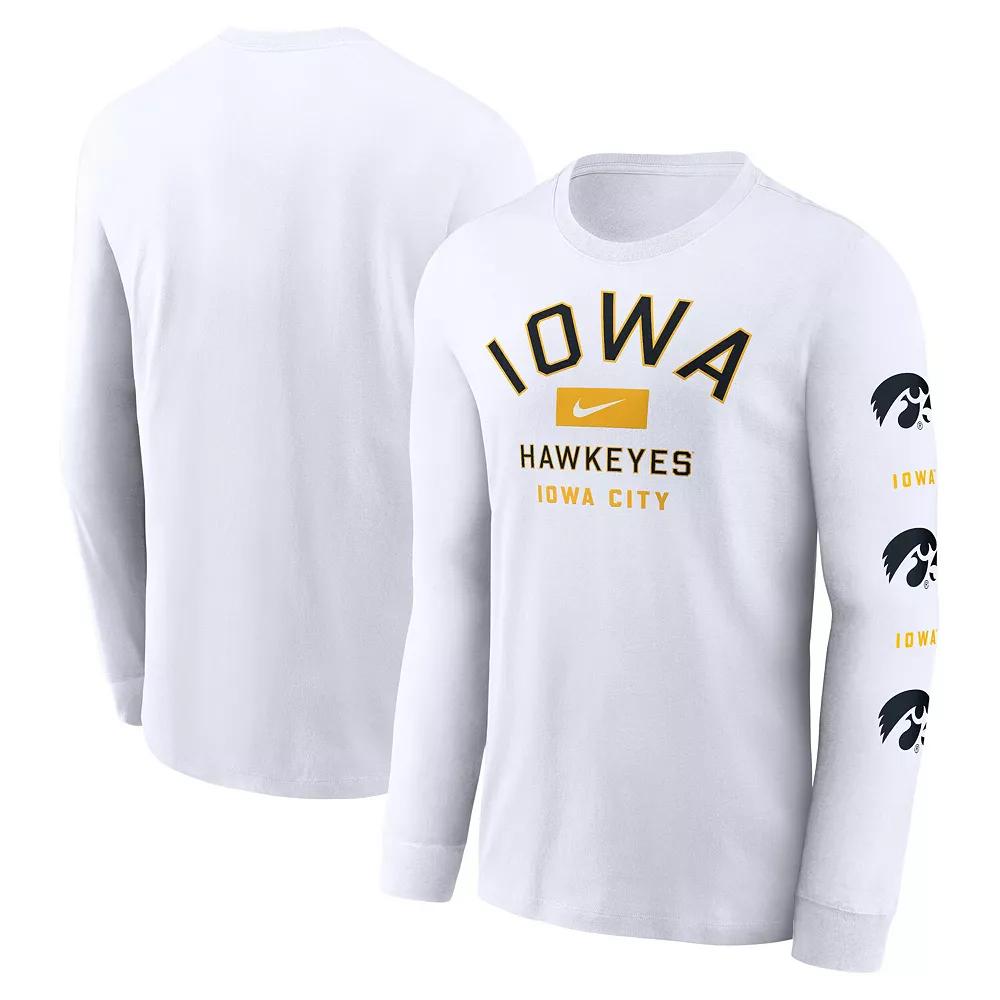 Men's Nike White Iowa Hawkeyes Primetime Classic Location Long Sleeve T-Shirt,  Product Image