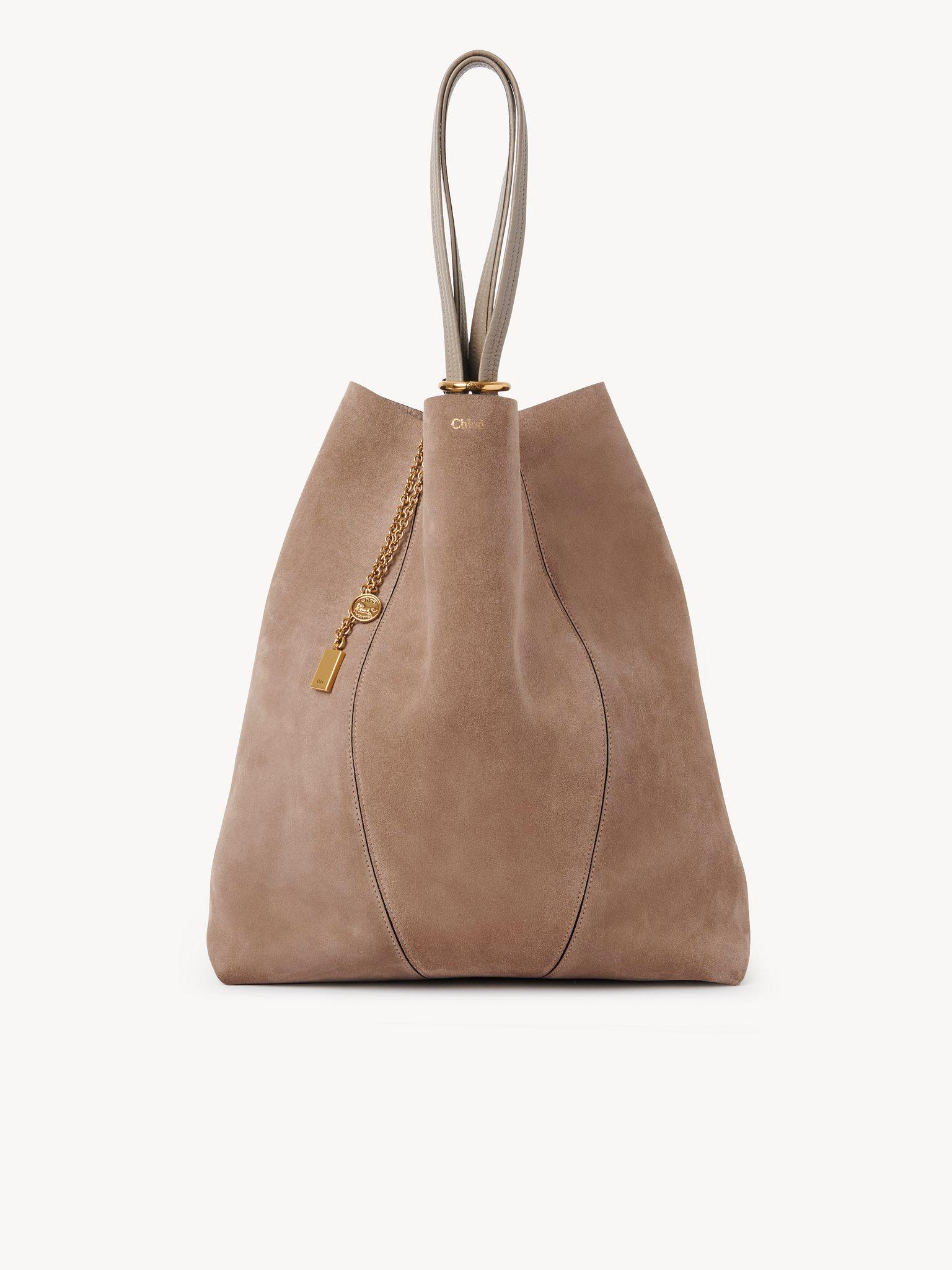 Large Chloé Spin tote bag in suede leather Product Image