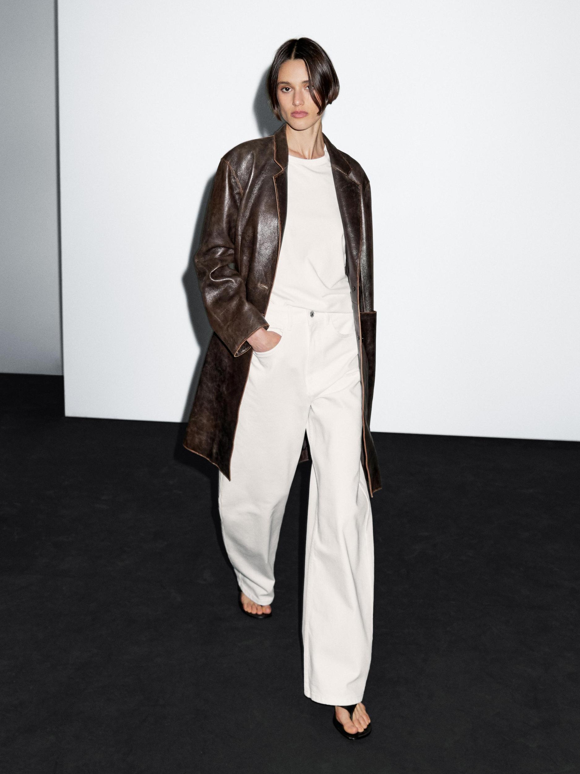 Distressed nappa leather coat Product Image