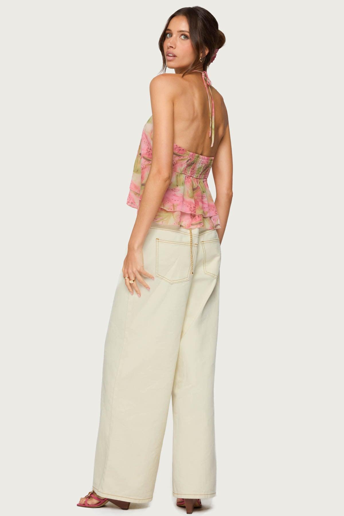 Dragon Lily Layered Chiffon Halter top Product Image